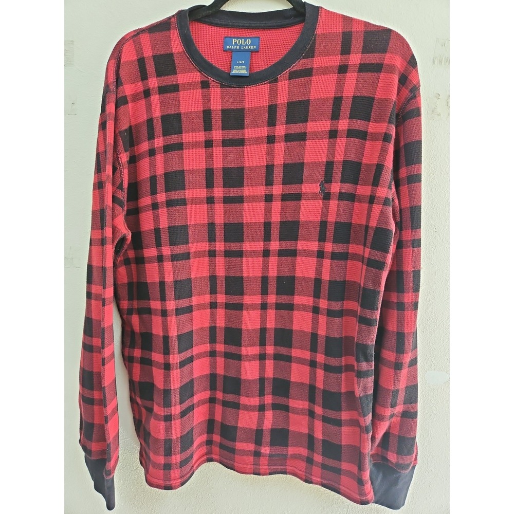 Polo Ralph Lauren Buffalo Plaid Thermal Knit 100% Cotton Long Sleeve Large
